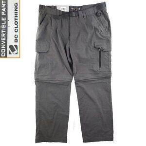 BC Clothing Convertible Hiking Pants Belted Stretch Gray "XXLx30" (38x29) NWT